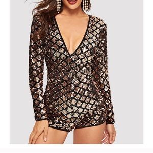 Sequin long sleeve romper